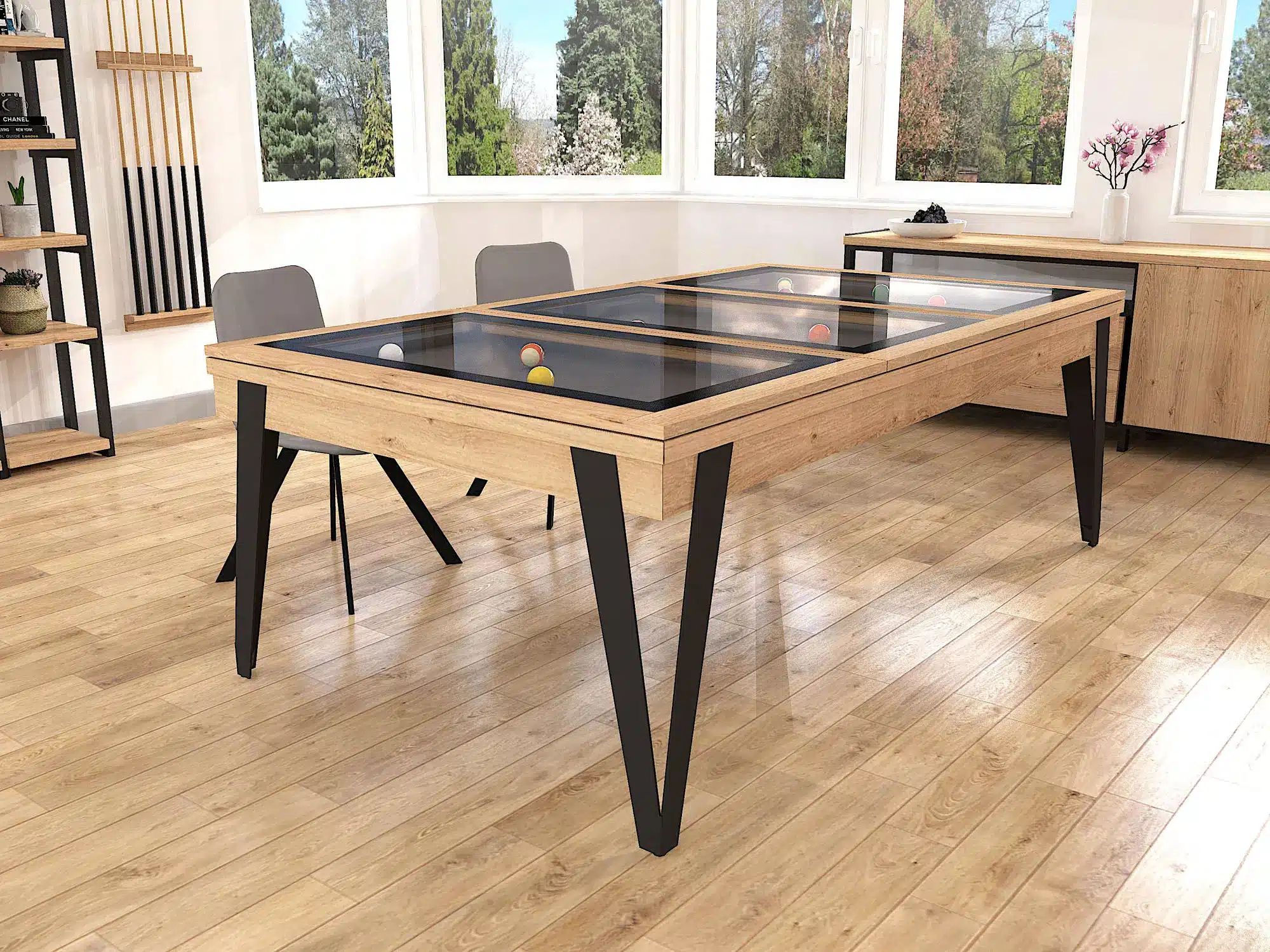 comment aménager une salle à manger avec un billard convertible