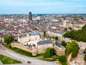 nantes aerial panoramic view, france