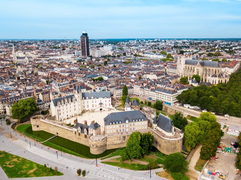 nantes aerial panoramic view, france